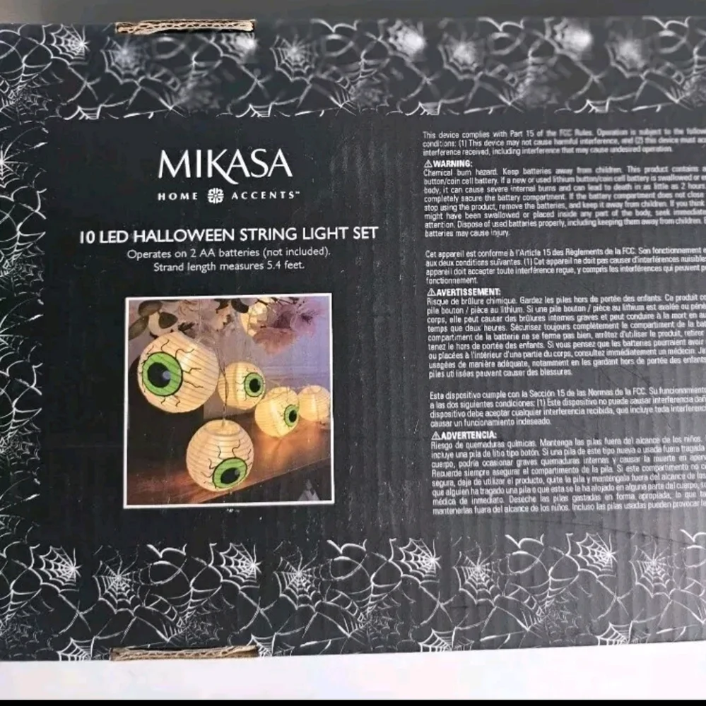 MIKASA Halloween Eyeball Lantern LED String Lights NEW